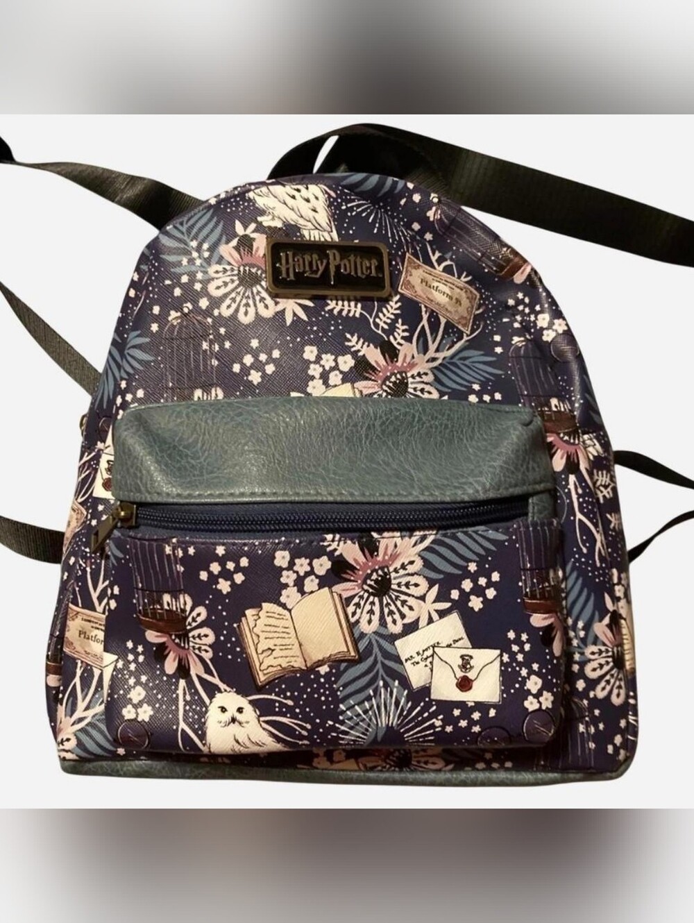 Harry Potter Wizarding World of Witchcraft Hedwig Floral Toss Mini Backpack Navy